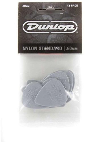Jim Dunlop Guitar Pick .60mm Nylon Standard , 12-Pack (White)