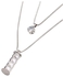 Fashion Women Rhinestone Pendant Double-Layer Long Necklace (Silver)
