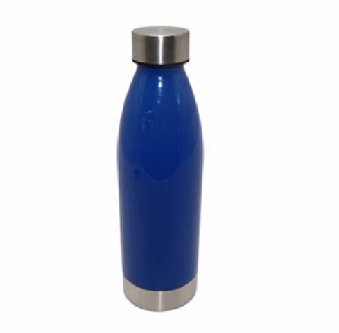 650ml Plastic Water Bottle With Stainless Steel Lid & Base - Royal Blue