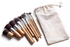 مجموعة فرش مكياج احترافية من الخيزران ، 11 قطعة مع حقيبة تخزين - لون بيج