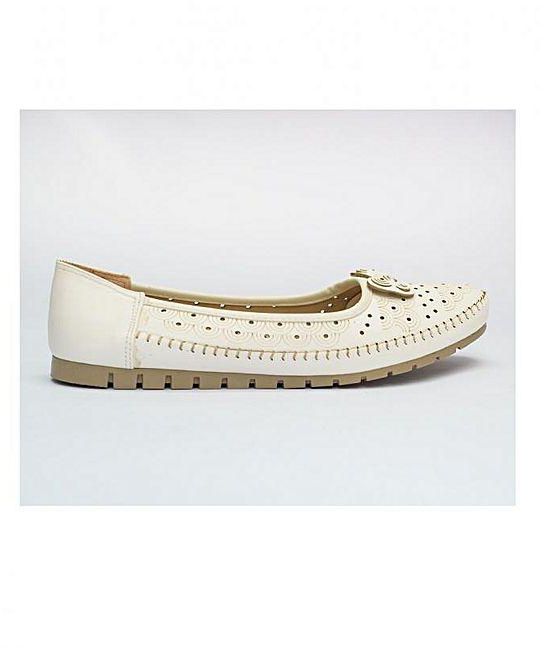 Genuine Leather Loafers(Laser Cutting)With Fyonka - White