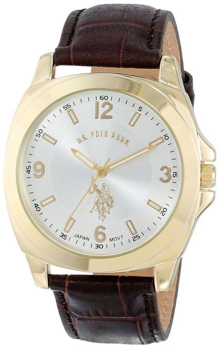U.S. Polo Assn. Classic Men's USC50011 Analogue Silver Dial Leather Strap Watch
