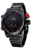 WEIDE 2309BR Mens Black Red Dial Dual Time Display Watch