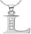 L Letter Platinum Plated Necklace with Austrian crystals