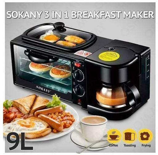 Sokany 3 In 1 Breakfast Maker: Toaster,Oven, Coffee Maker