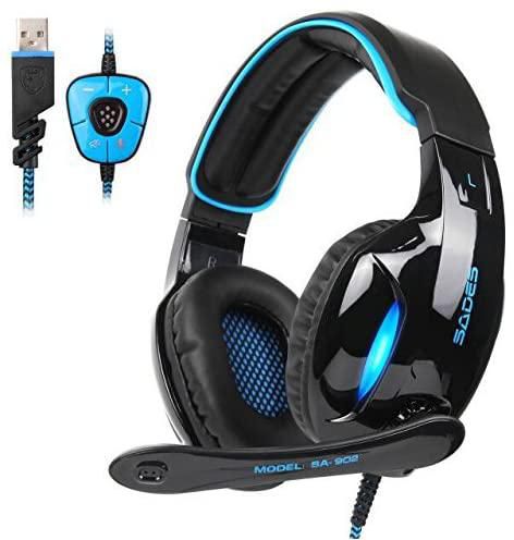 SADES SADES SA902 7.1 USB Surround Sound PC Headsets Over-Ear Gaming Headphones with Microphone LED Light