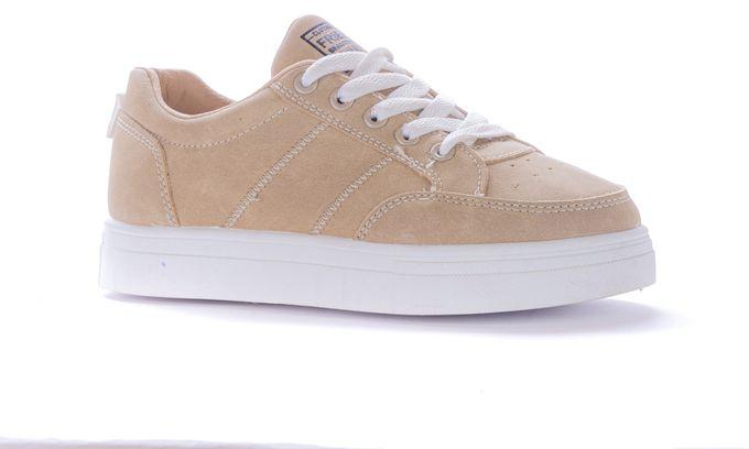 Flat Suede Lace-up Sneakers - Beige - Lile - KO-93