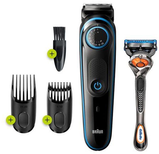 Braun BT5240 Beard Trimmer With Precision Dial, 2 Combs And Gillette Fusion5 ProGlide Razor.