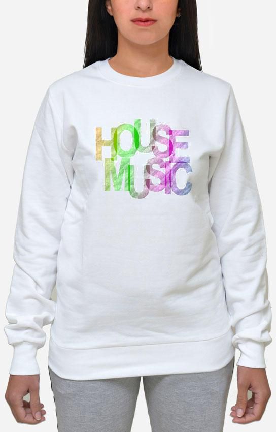 Printed House Music SweatShirt - White