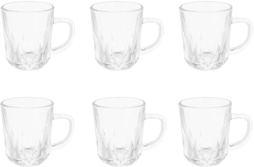 Get Glass Coffee Cups Set, 6 Pieces, 120 ml - Clear with best offers | Raneen.com