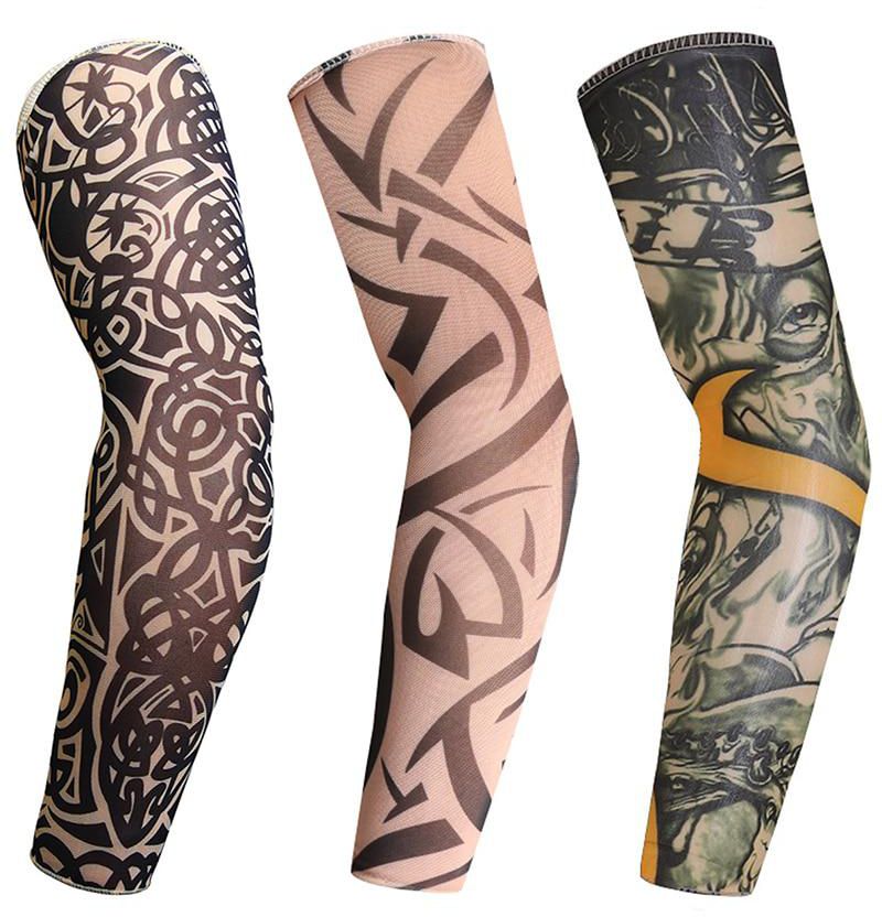 3 Pcs Sun Protection Gloves Tattoo Pattern Stylish Quick Dry Outdoor Gloves