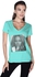 Creo Beyonce Celebrity Hush V Neck T-Shirt for Women - XL, Green