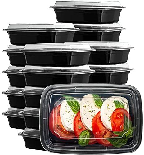 Al Bayader 1 Compartment Meal Prep Containers [10 Pack] with Lids, Food Storage Containers, Bento Box, Stackable, Microwave/Dishwasher/Freezer Safe [32oz]