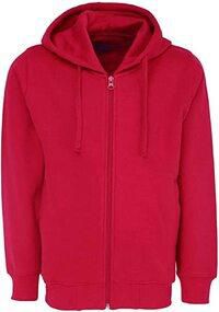 Kids Boys Girls Unisex Cotton Hooded Sweatshirt Full Zip Plain Top (RED, 10-11 YEARS)
