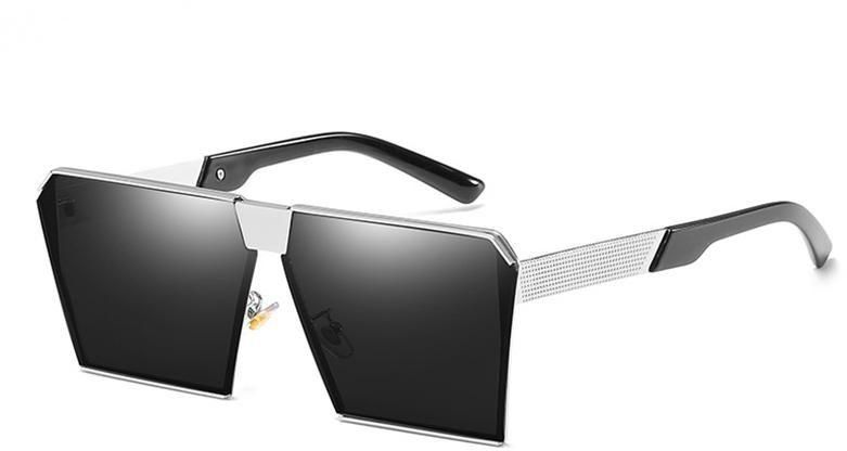 Retro Square Large Frame Sunglasses Men Women Unisex Eyewear Metal Frame Outdoor-Black