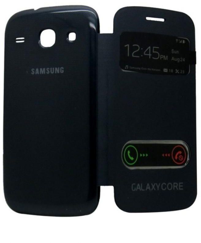 Generic S-View without Sensor Flip Cover for Samsung Galaxy Core i8260 - Black