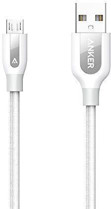 Anker 3ft PowerLine+ Micro USB Nylon Braided Cable - White, A8142H21