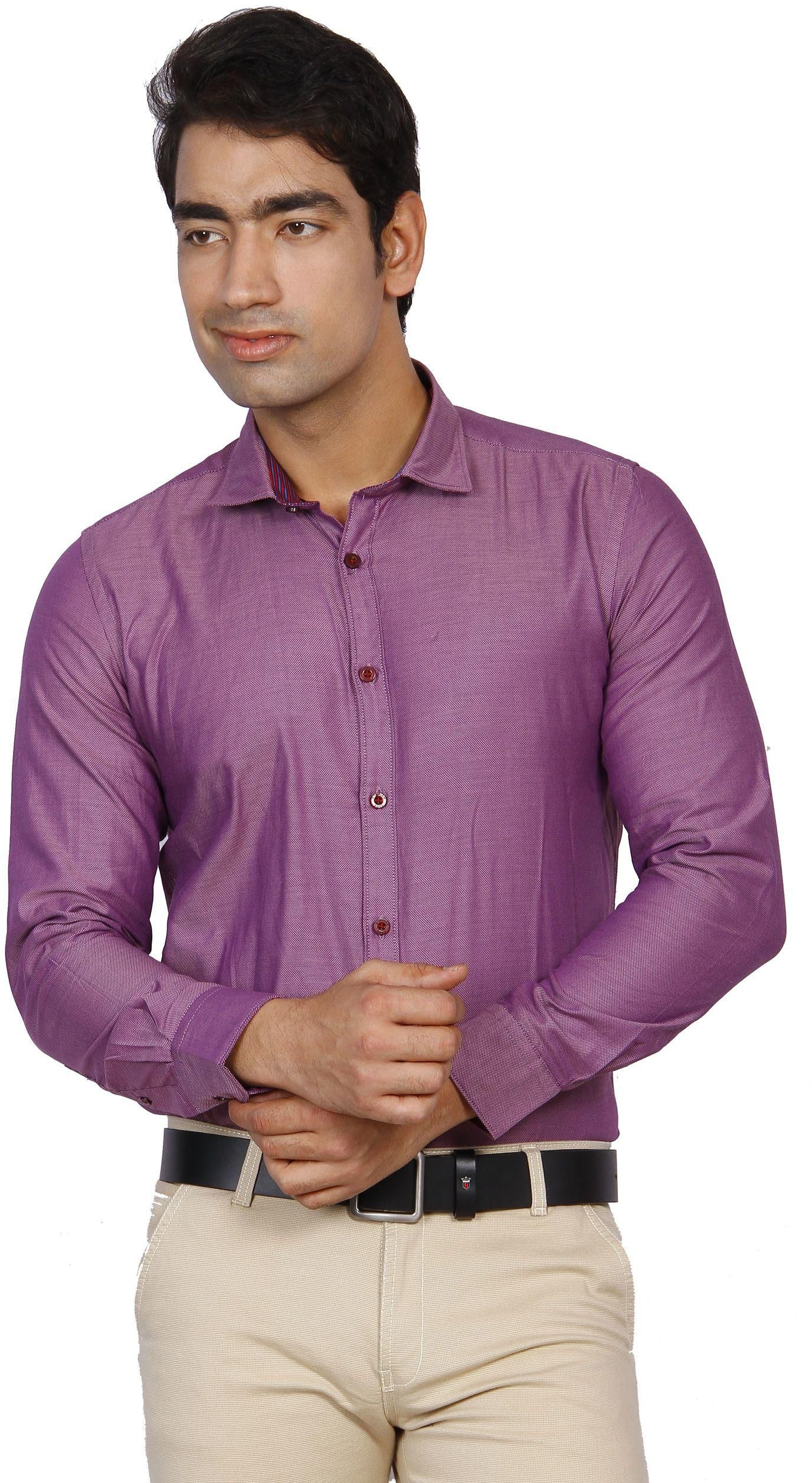 D'Indian CLUB Premium Cotton Men's Full Sleeve Formal, Festive Pink Self Design Shirt Size XL