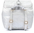 Ice Club Quilted Double Closure Leather Backpack - Silver
