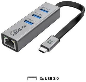 Multiport USB-C To 1000Mbps RJ45 Network Adapter And Ultra-Fast 3 USB Ports With 5 Gbps Data Transfer Speed Hub For Apple MacBook Pro/Air/iMac/iPad Pro/Surface/XPS/GigaHub-C Black