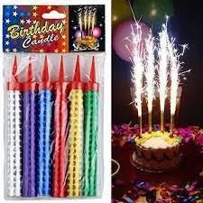 6pcs Birthday Candles Sparklers Firework for Cake, Sparkling Candles for Birthday Cakes, Sparklers Fireworks Sticks for Weddings Restaurants Parties