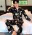 Silk Men's Long Sleeve Pajama Set Thin Large Midlife Summer Ice Silk Cardigan Home Suit Loose Fit