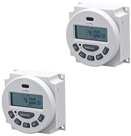 WSDMAVIS 2Pcs LCD Digital Timer Time Switch Relay Weekly Programmable Electronic Time Timer 12V/220V