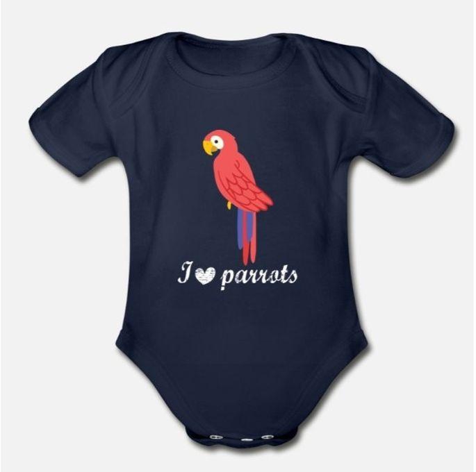 I Love Parrots Organic Short Sleeve Baby Bodysuit
