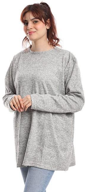 Basic Solid Fleece Sweatshirt - Grey