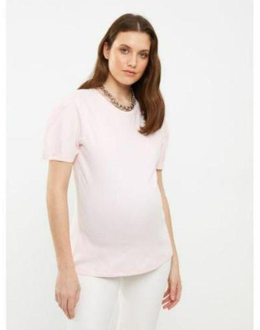 LC Waikiki Crew Neck Straight Short Sleeve Cotton Maternity T-Shirt