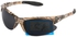نظارة شمسية رجالية - تصميم رياضي  - عدسات مبلورة سوداء وإطار جيشي