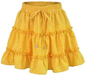 2021 High quality High Waist Frills Skirt for Women Broken Flower Half-length Skirt Printed Beach A Short Mini Skirts