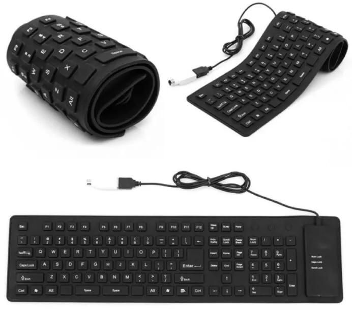 Generic Portable USB Flexible Silicone Foldable PC Keyboard with Numeric Keys