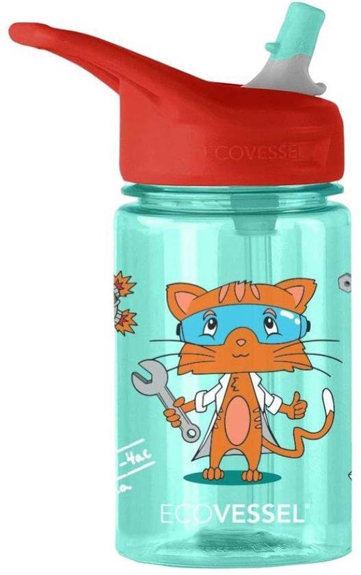 Ecovessel - Splash Kids Water Bottle 12oz/370ml - Science Cat- Babystore.ae