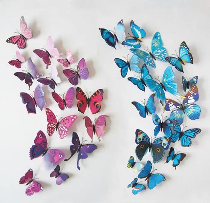 Qualified Wall Stickers12pcs Decal Wall Stickers Home Decorations 3D Butterfly Rainbow PVC Wallpaper