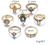 Eissely 7pcs/Set Women Bohemian Vintage Silver Stack Rings Above Knuckle Blue Rings Set