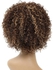 A Dense, Synthetic Hair Wig With Bangs In A Short, Curly Hairstyle In A Hazel Brown Color