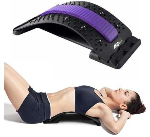 MH Sports Back Stretcher - Posture Corrector, Massager for Back Relaxation & Pain Relief, 3 Levels Adjustable Back Stretching Spine Posture Massager (Purple)