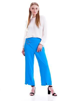 Solid Color Side Zip Fastening Straight Pants - Size: M (Blue)
