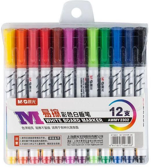 MG Chenguang Easy-to-wipe Color Whiteboard Marker 12colors - No:AWMY2302