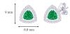 Peora Sterling Silver Rhodium Plated Green Trillion Cubic Zircon Triangle Stud Earrings