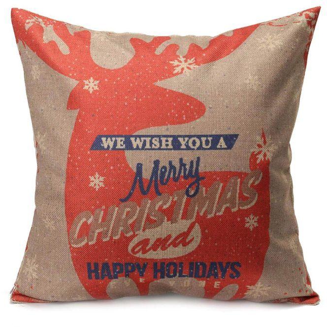 Generic Christmas Xmas Series Square Cotton Linen Cushion Cover Pillowslip Pillow Case Four
