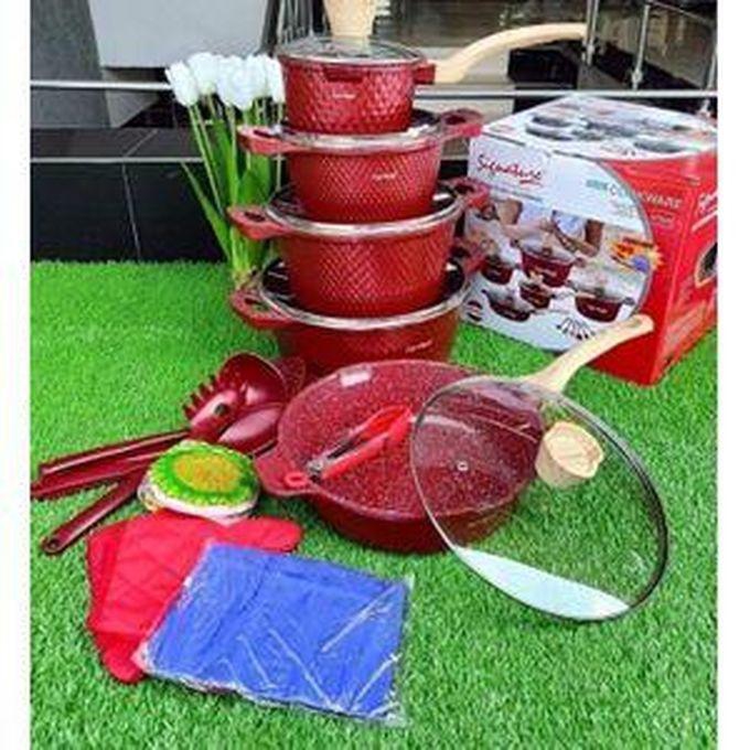 Signature Aluminium Die Cast Non Stick Coating Cookware set - with Tempered Glass Lid and heat resistance handle