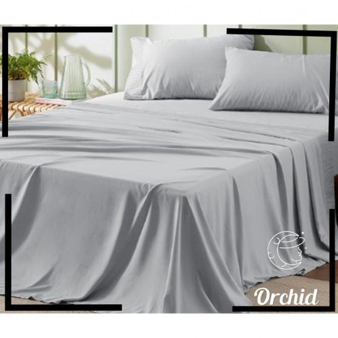Orchid Cotton Bed Sheet Set - 4 Pcs -Light Grey