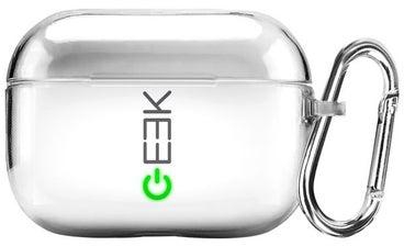Classic Series Geek On Printed Case Cover With Carabiner For Apple AirPods Pro Clear/Black/Green
