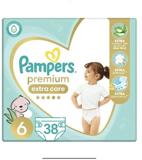 Pampers Premium Extra Care Baby Diapers - Size 6 – 13+Kg – 38 Diapers