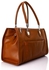 Mr Joe Leather Zipper Handbag With Front Ribbed Pocket - Havana