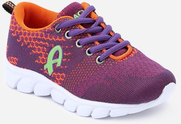 Activ Girls Stitched Sneakers - Purple & Neon Orange