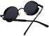 Men Women Vintage Round Style Sun Glasses UV400 Polarized Steampunk Sunglasses Black Frame And Grey Flake