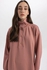 Defacto Woman Regular Fit Polo Neck Knitted Long Sleeve Tunic.